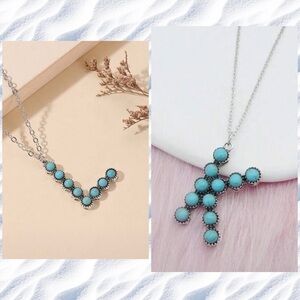 Turquoise Beaded Initial Necklace Turquoise Letter Pendant Western Cowgirl